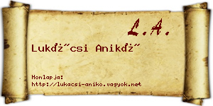 Lukácsi Anikó névjegykártya